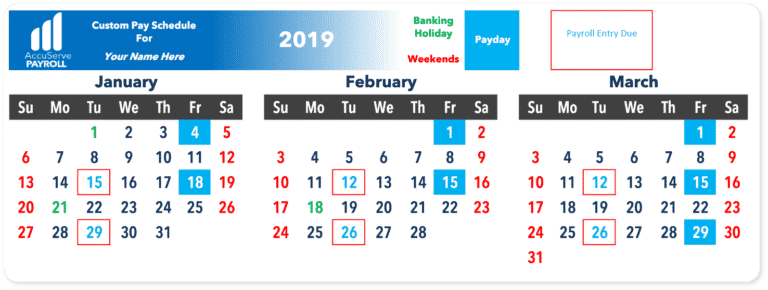 Payroll Calendar and Pay Schedule - AccuServe Payroll